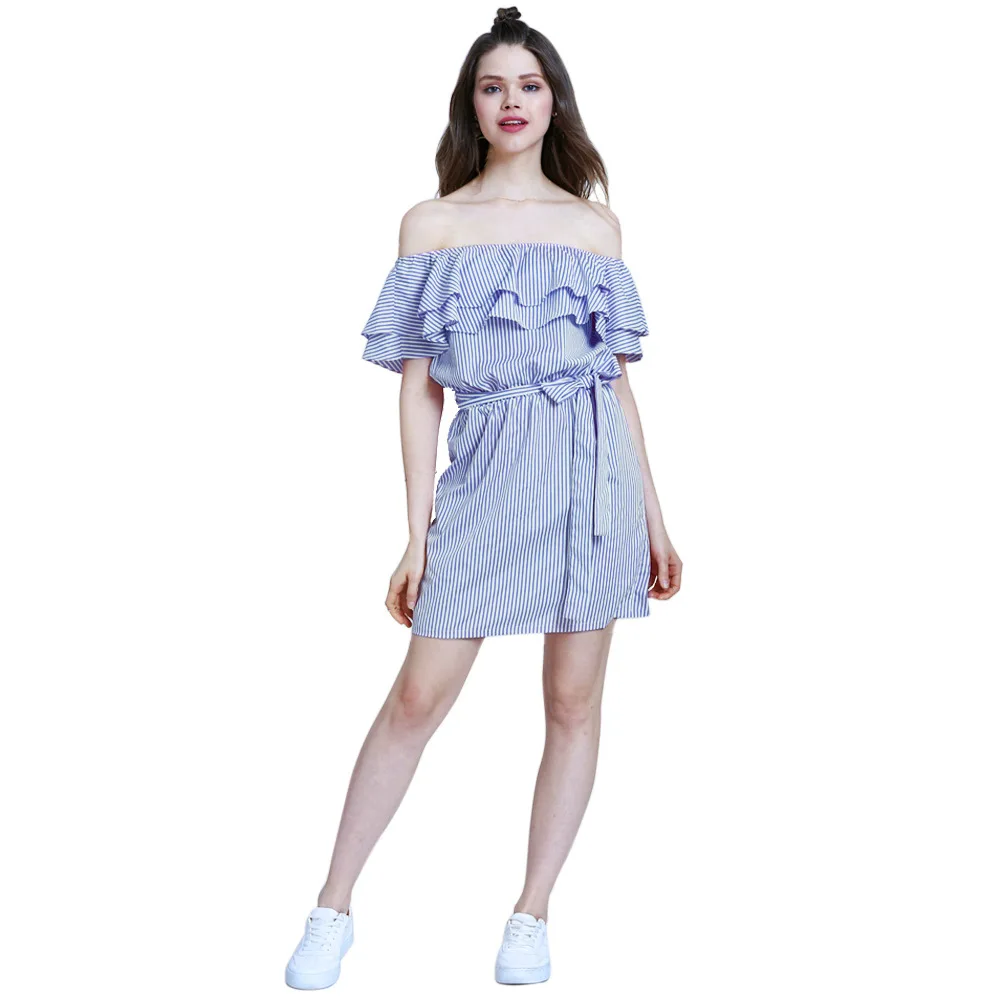 Summer Girls Bandage Striped Party Dress Sexy Cute Ruffles Shoulder - Off Mini Skirt Women Striped Dresses Vestido, Blue striped, pink striped, green striped, black striped, red striped
Summer Girls Bandage Striped Party Dress Sexy Cute Ruffles Shoulder - Off Mini Skirt Women Striped Dresses Vestido, Blue striped, pink striped, green striped, black striped, red striped
