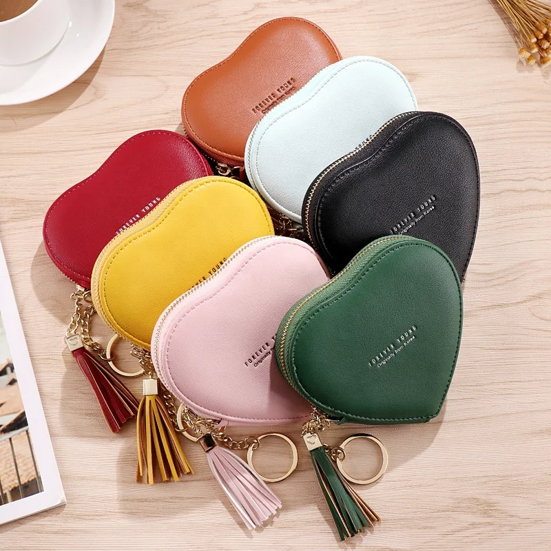 Women Pu Leather Cute Small Coin Purse Ladies Heart Shaped Keychain Wallet with Tassel
Women Pu Leather Cute Small Coin Purse Ladies Heart Shaped Keychain Wallet with Tassel