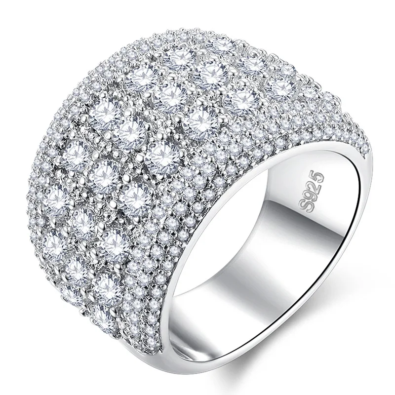 Elegant Silver Color Rhinestone Crystal Wide Love Rings For Women Wedding Engagement Full Zircon Finger Rings Jewelry, As pic shown
Elegant Silver Color Rhinestone Crystal Wide Love Rings For Women Wedding Engagement Full Zircon Finger Rings Jewelry, As pic shown