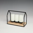 customized metal candle holder with wooden base