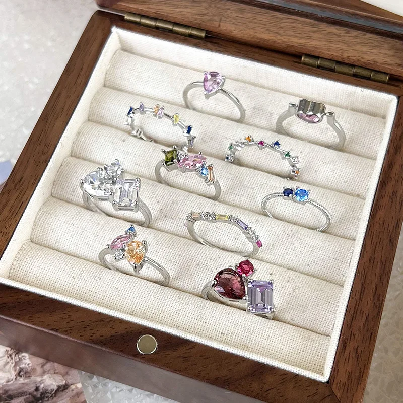 Minimalist Jewelry Ring Square Drop Heart Ring Adjustable Colorful Zircon Ring For Women 
Minimalist Jewelry Ring Square Drop Heart Ring Adjustable Colorful Zircon Ring For Women