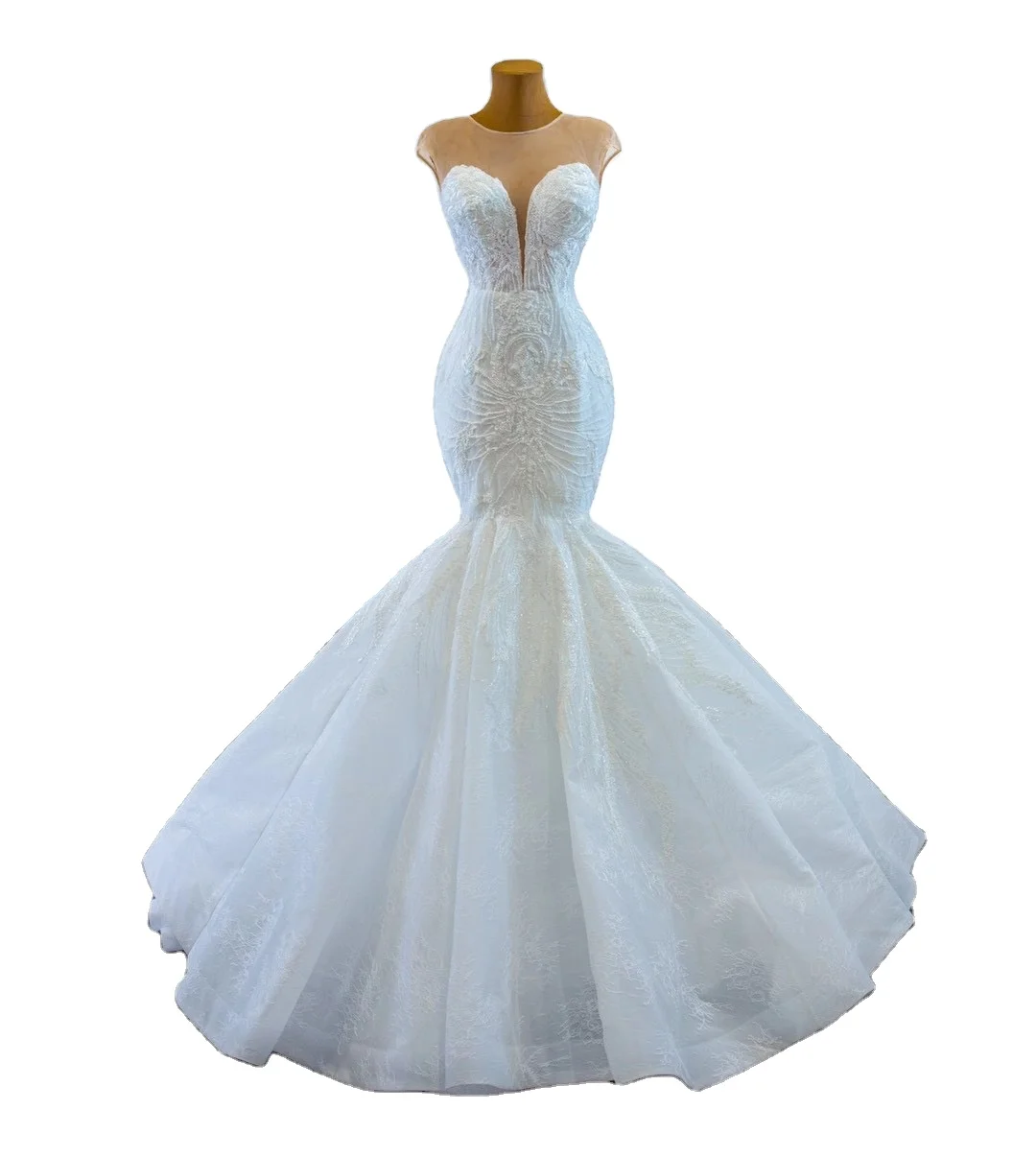 Mermaid Bridal dresses New Luxury Lace Backless Skinny Temperament Mermaid Wedding Dress O-neck Bridal Gown, Custom made
Mermaid Bridal dresses New Luxury Lace Backless Skinny Temperament Mermaid Wedding Dress O-neck Bridal Gown, Custom made