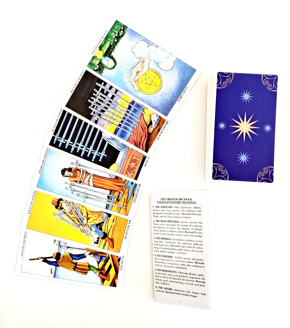 

Wholesale 12x7cm Spanish Tarot Deck English Board Game Original Tarot Cards with Paper Guidebook, 300 different styles