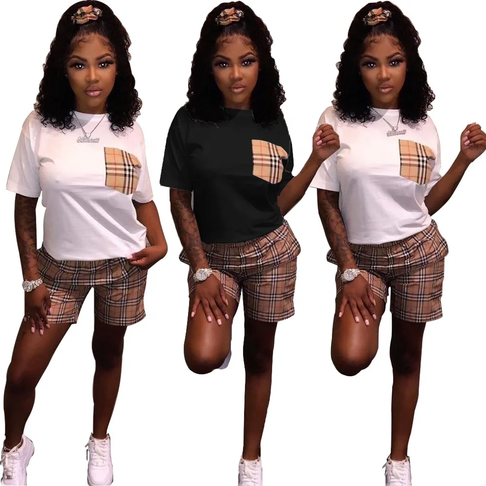 2022 Trendy clothes summer women biker shorts set plaid T-shirt two piece pants set casual women shorts matching set
2022 Trendy clothes summer women biker shorts set plaid T-shirt two piece pants set casual women shorts matching set