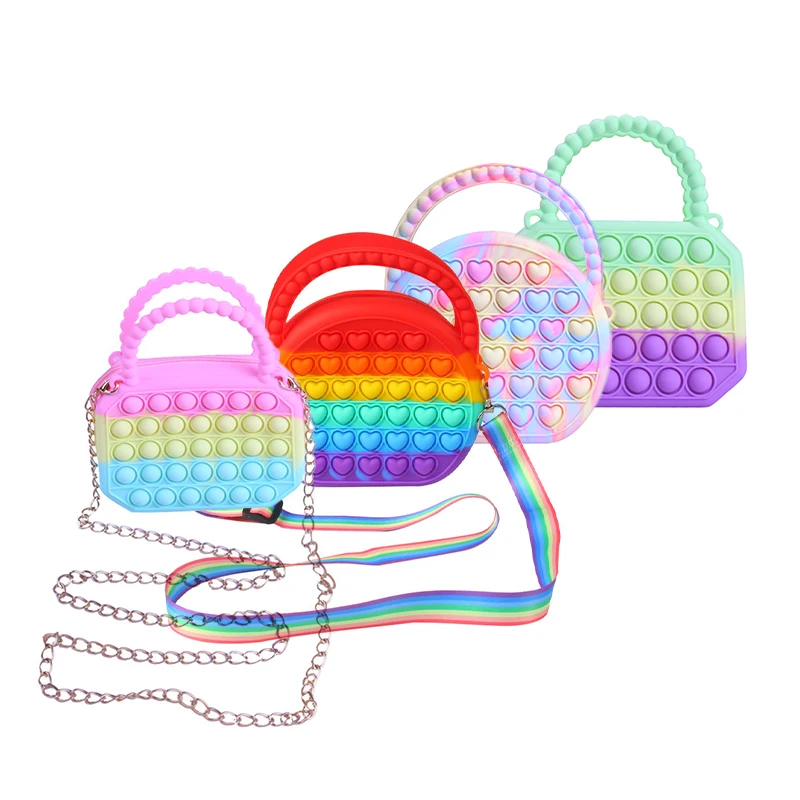 DD411 Silicone Cute Push Bubble Toy Storage Bags With Chain Sensory Purse Bag Fidget Girls Rainbow Handbag
DD411 Silicone Cute Push Bubble Toy Storage Bags With Chain Sensory Purse Bag Fidget Girls Rainbow Handbag