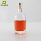 mini 100ml round clear flint glass bottle for vodka gin alcohol spirit liquor with cork