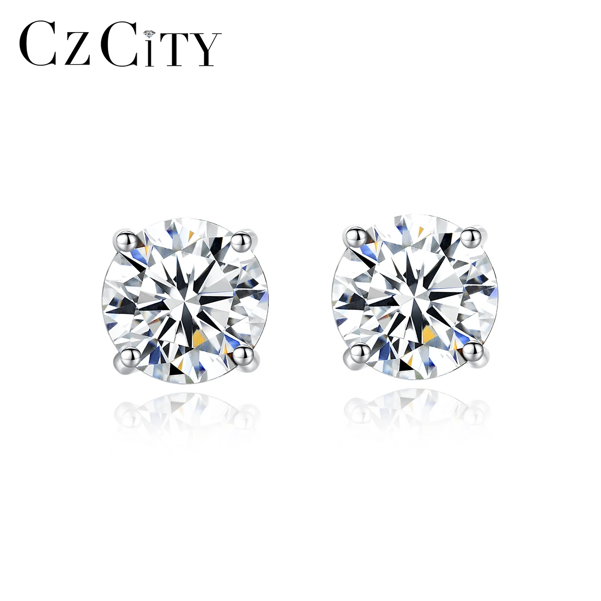CZCITY Earing Creative Gra Minimalist Jewelry Round 2CT Diamond Rhodium Plated 925 Silver Moissanite Earrings
CZCITY Earing Creative Gra Minimalist Jewelry Round 2CT Diamond Rhodium Plated 925 Silver Moissanite Earrings