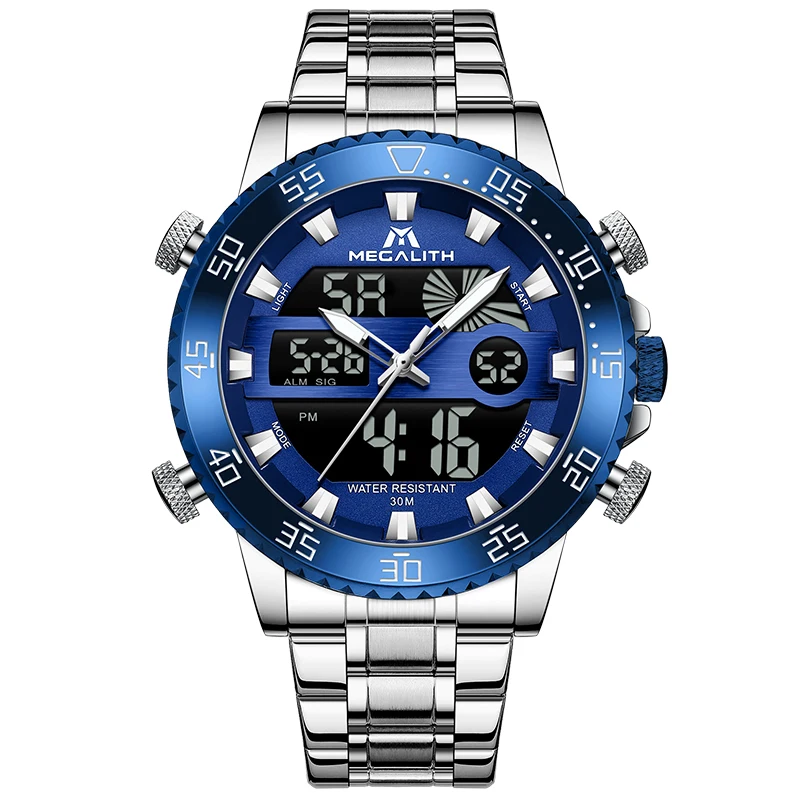Megalith Luxury Watch Blue Face Business Men Wristwatches Luminous Chronograph Wrist Watch Quartz 
Megalith Luxury Watch Blue Face Business Men Wristwatches Luminous Chronograph Wrist Watch Quartz