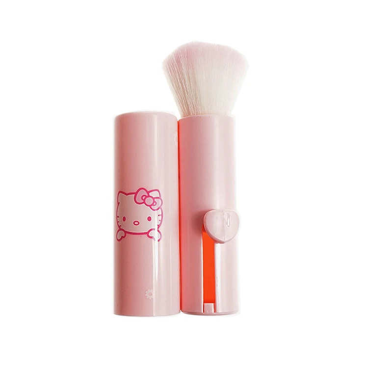 

2020 Amazon Hot Selling Japanese Cute Cartoon Retractable Hello Kitty Blush Powder Cosmetic Makeup Brush for Travel Beauty, Pink