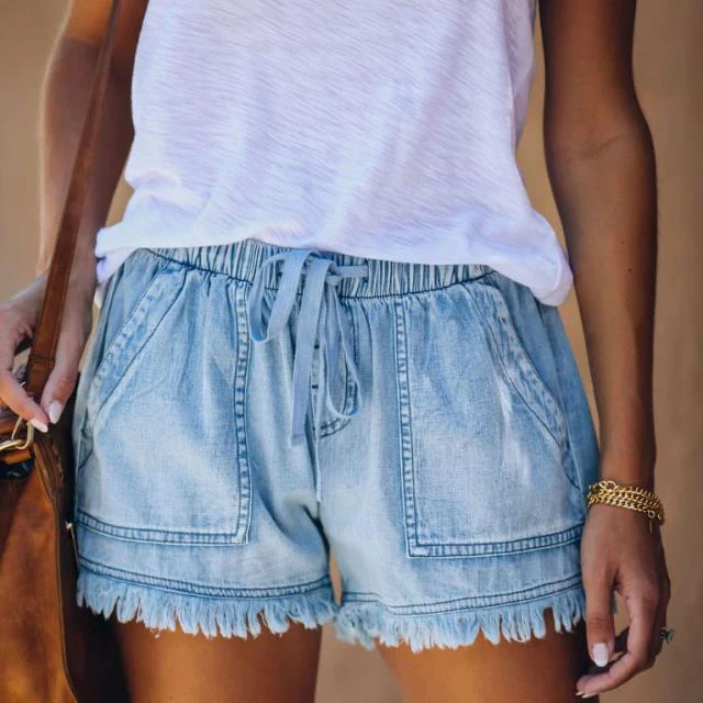 Womens Pocket Jeans Denim Pants Female Tassel Bandage Bottom Casual Shorts Summer Homewear Ladies Short Pants
Womens Pocket Jeans Denim Pants Female Tassel Bandage Bottom Casual Shorts Summer Homewear Ladies Short Pants