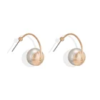 Gold Wire and Pearl Hoop Earrings Pearl on Wire Hoop Earrings