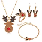European Fashion Alloy Enamel Cartoon Christmas Elk Jewelry Set