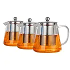 Clear Borosilicate Glass Teapot With 304 Stainless Steel Infuser Strainer Heat Coffee Tea Pot Tool Kettle Set