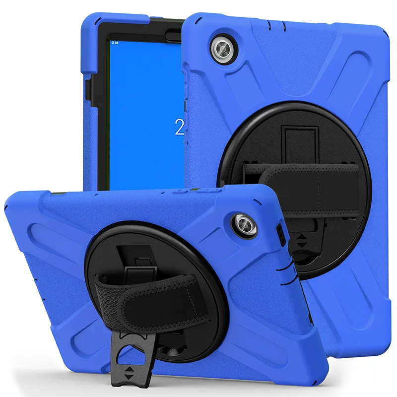 

For Lenovo Tab M10 HD TB-X306X 10.1 inch soft children silicone shockproof PC rugged handle rotation folding stand tablet case