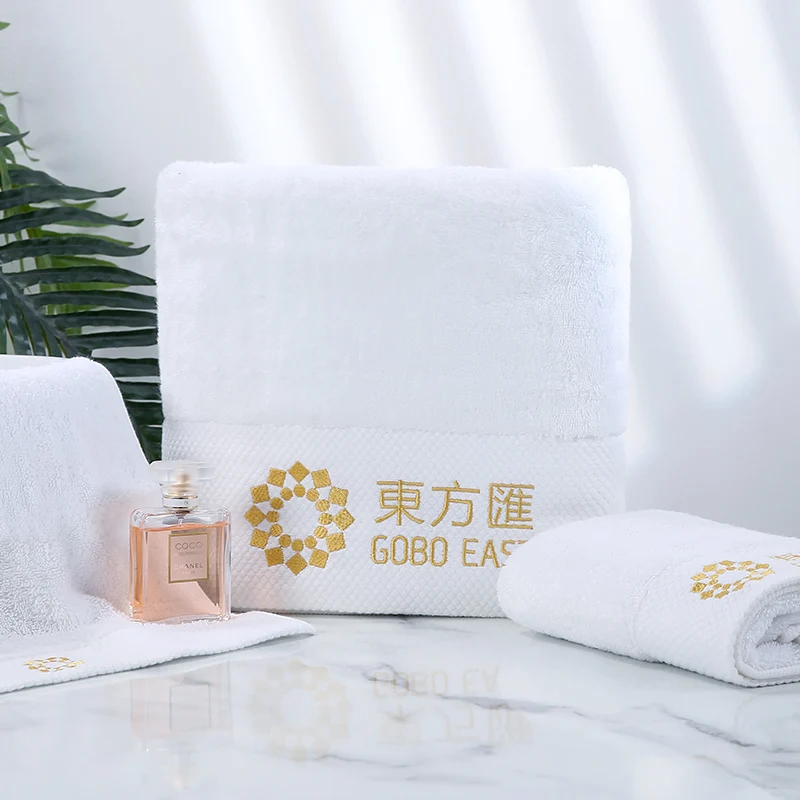 Wholesale 100% cotton white hotel bath towel 5 star hotel bath towel set