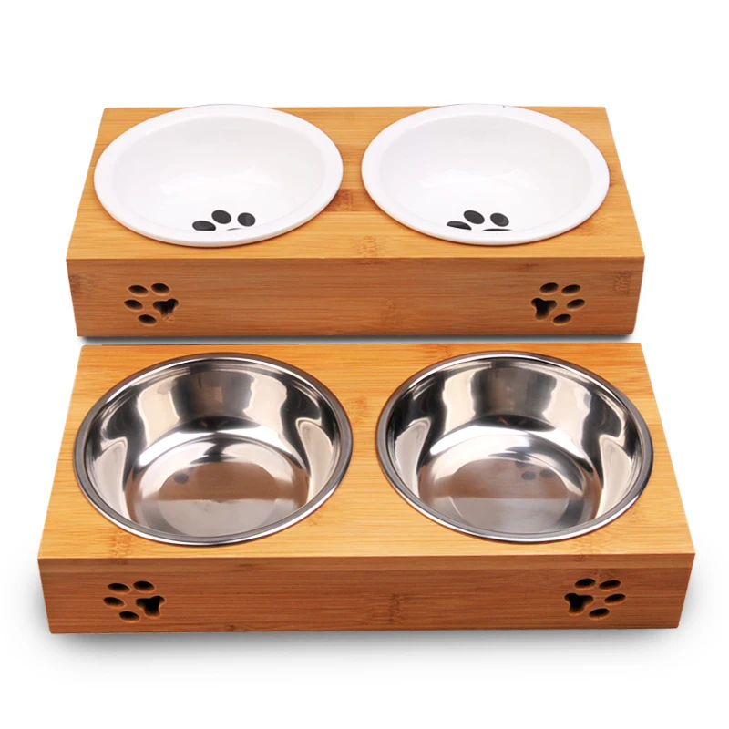 Factory direct cross-border solid bamboo frame bowl ceramic pet food bowl stainless steel double bowl
Factory direct cross-border solid bamboo frame bowl ceramic pet food bowl stainless steel double bowl