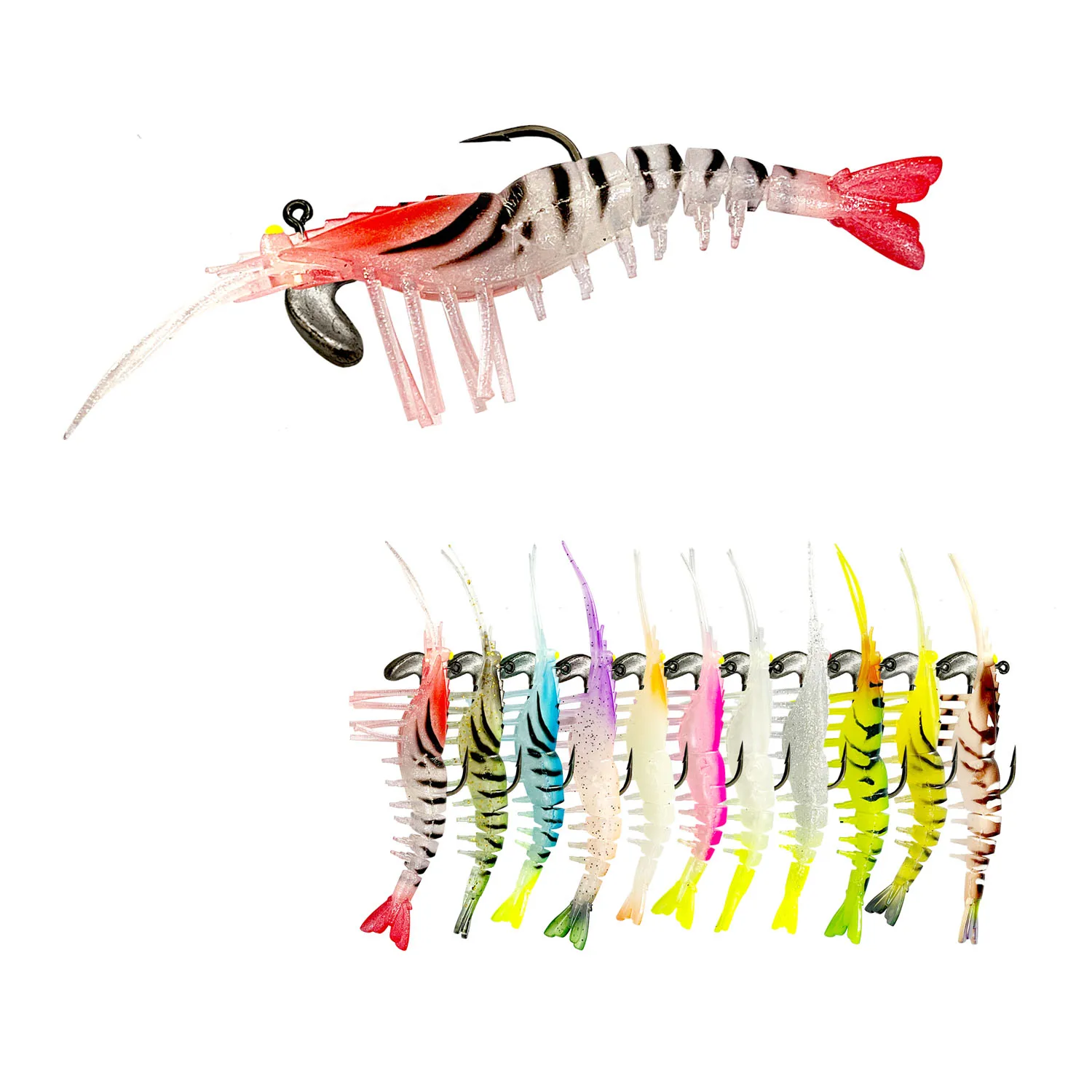 TPR Section Soft Shrimp Fishing Lures 135mm 14.5g Multi Jointed 5 Sections artificial shrimp, 11colors
TPR Section Soft Shrimp Fishing Lures 135mm 14.5g Multi Jointed 5 Sections artificial shrimp, 11colors