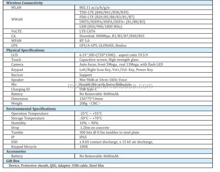 6.19英寸MobyData Android 9手持便携式全触摸数据收集器PDA