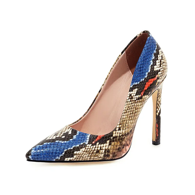 New Pointed Toe Stiletto Heels Sexy Woman Snake Pattern High Heels, Green/pink/blue
New Pointed Toe Stiletto Heels Sexy Woman Snake Pattern High Heels, Green/pink/blue