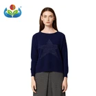 Stylish round-neck long sleeve custom cashmere irregular 100% pullover for women