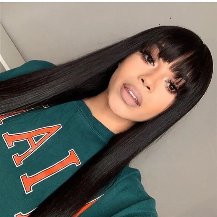 Long Straight Wig Virgin Hair Human Hair Wigs Natural Color 13*4 Lace Front Wig with Bang, 1b
Long Straight Wig Virgin Hair Human Hair Wigs Natural Color 13*4 Lace Front Wig with Bang, 1b