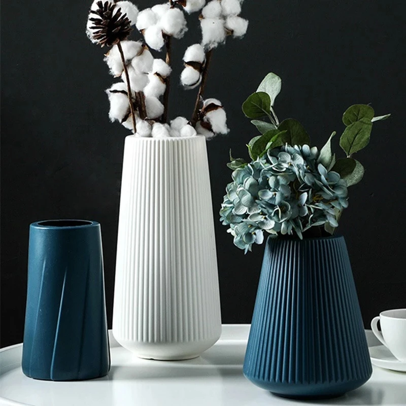 Large Simple Nordic Imitate Glaze Vertical Texture Dry Wet Flower Plastic Flower Vase, White pink deep blue
Large Simple Nordic Imitate Glaze Vertical Texture Dry Wet Flower Plastic Flower Vase, White pink deep blue