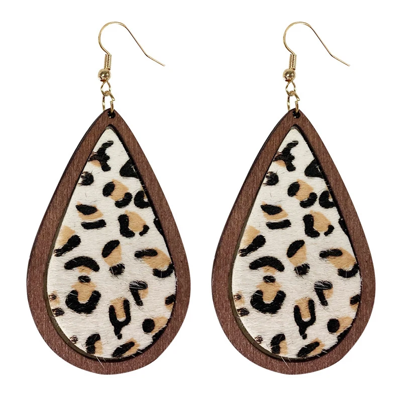 Boho Leopard Cow Print Horsehair Leather Cowhide Wood Earring Bohemian Water Drop Wooden Earrings Jewelry Gift
Boho Leopard Cow Print Horsehair Leather Cowhide Wood Earring Bohemian Water Drop Wooden Earrings Jewelry Gift
