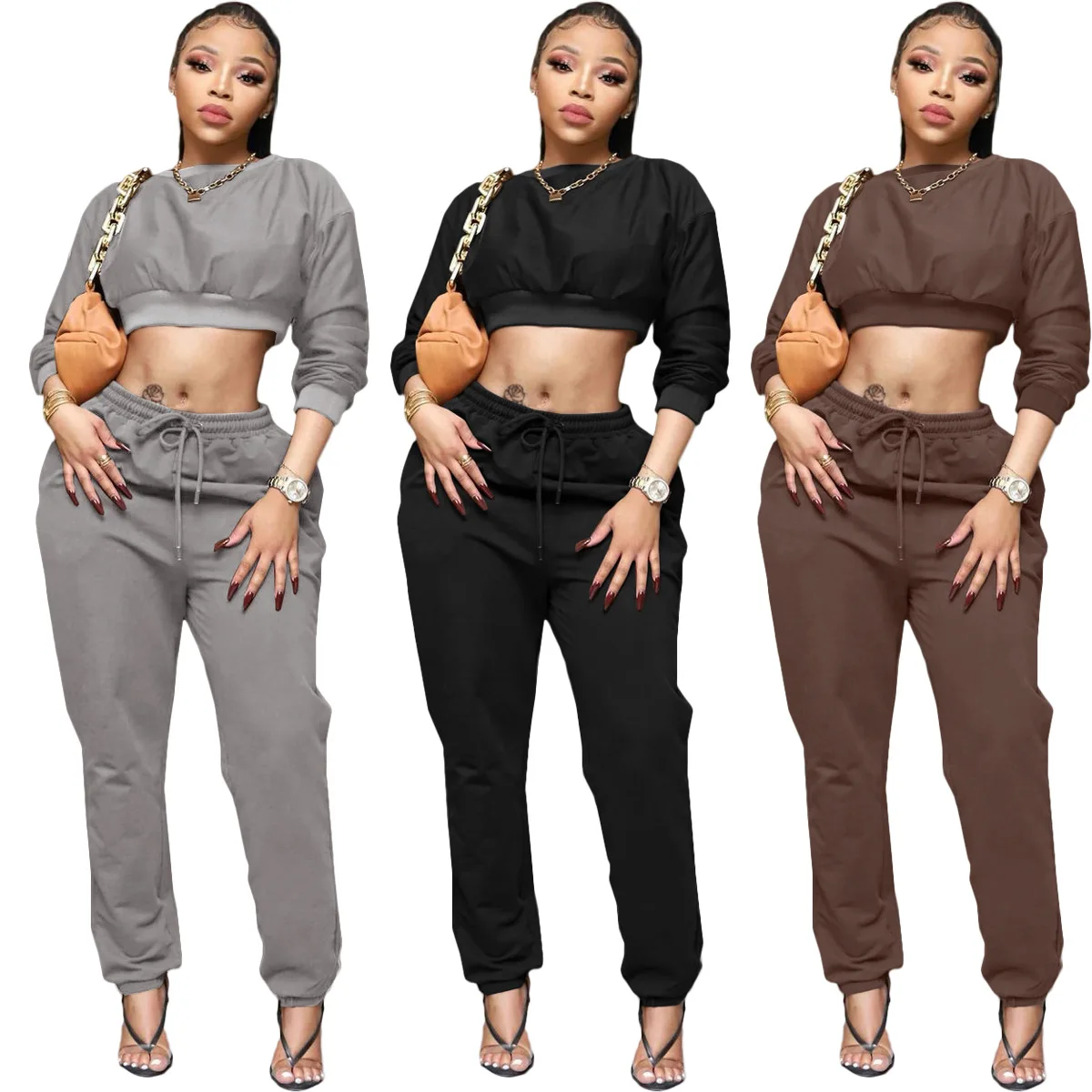 New Arrival 2021 Fall Two Piece Set Women Clothing Tracksuits Autumn Solid Crop Top Two Piece Pants Set, Picture color
New Arrival 2021 Fall Two Piece Set Women Clothing Tracksuits Autumn Solid Crop Top Two Piece Pants Set, Picture color
