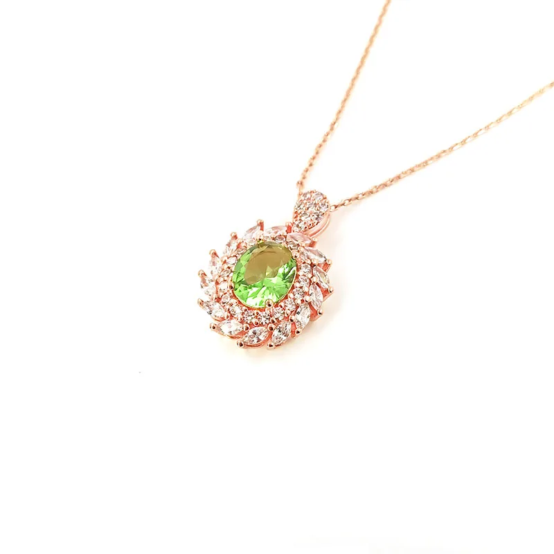 New Arrival Rose Gold Chain Jewelry Classical Peridot Color Stone Pendant Cubic Zircon Charm Necklace for Women
New Arrival Rose Gold Chain Jewelry Classical Peridot Color Stone Pendant Cubic Zircon Charm Necklace for Women