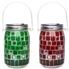 Discount CE Certified Multi Colored mosaic led recycled glass bottle glass hanging latern for decoration