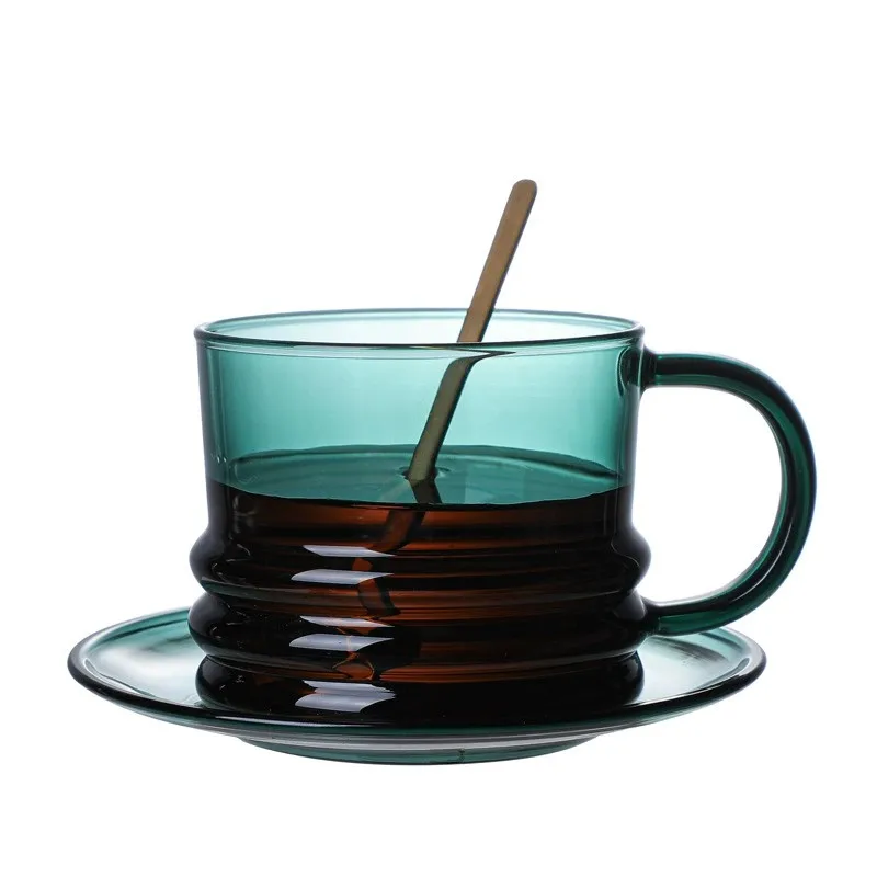 Glass coffee cup with handle Heat resistant Coffee cup saucer cup set, Customized color
Glass coffee cup with handle Heat resistant Coffee cup saucer cup set, Customized color