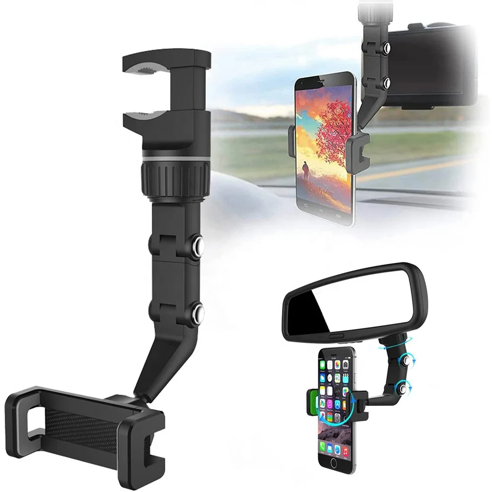 Universal 360 Rotating Rearview Mirror Mobile Phone Car Holder and GPS Holder Rearview Mirror Clip Car Phone Holder Stand
Universal 360 Rotating Rearview Mirror Mobile Phone Car Holder and GPS Holder Rearview Mirror Clip Car Phone Holder Stand