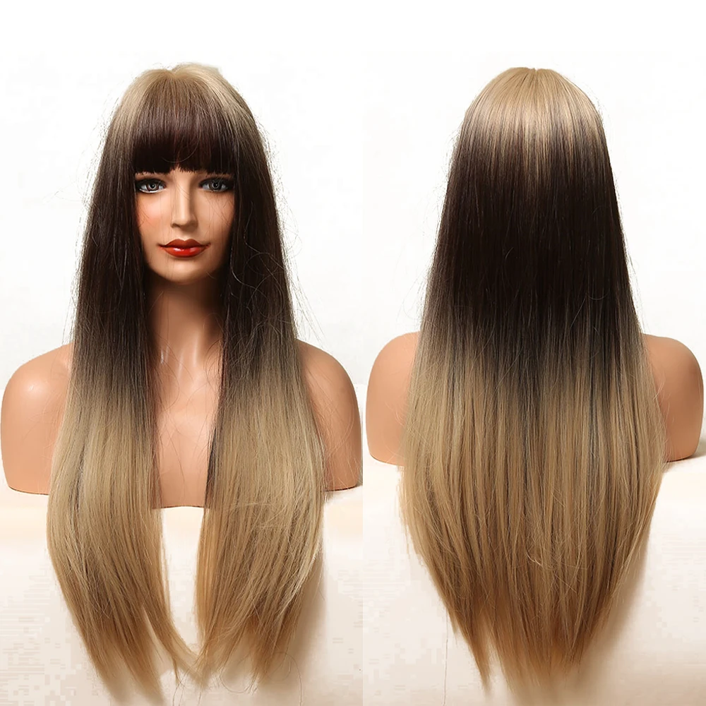 Blonde Dark Brown Wigs with Full Bangs Long Silky Straight Synthetic Wigs For Women Wholesale Synthetic Wigs, Brown gold
Blonde Dark Brown Wigs with Full Bangs Long Silky Straight Synthetic Wigs For Women Wholesale Synthetic Wigs, Brown gold