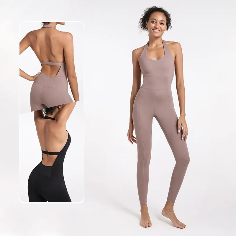 Womens Seamless Activewear Set One Piece Workout Clothes Women Jumpsuit, Light brown, black
Womens Seamless Activewear Set One Piece Workout Clothes Women Jumpsuit, Light brown, black