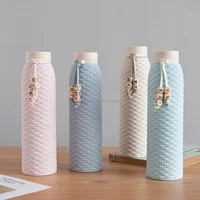

Biodegradable Rattan Wheat Straw Sleeve Double Wall Glass water Bottle