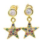 fine brass zircon jewelry star shape design earring for women