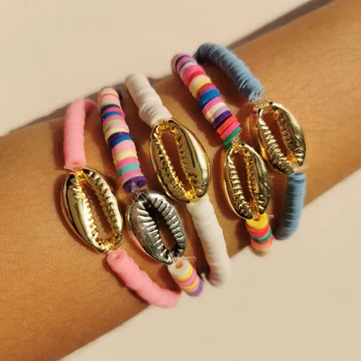 Fashion Simple Gold Shell Charm Bracelet Beach Bohemia Sweet Color Soft Clay Bracelets, Multi-colors
Fashion Simple Gold Shell Charm Bracelet Beach Bohemia Sweet Color Soft Clay Bracelets, Multi-colors