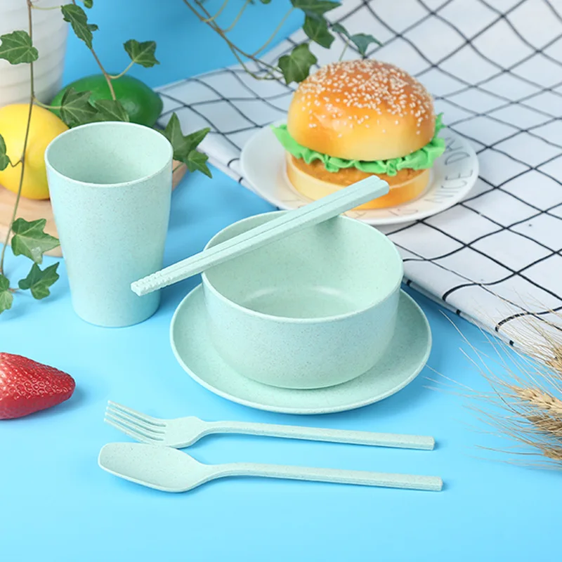 DYS010 Six-piece Set of Wheat Straw Tableware Creative Dinner Plate Bowl Cup Spoon Household Children's Suit With Box, Multi color
DYS010 Six-piece Set of Wheat Straw Tableware Creative Dinner Plate Bowl Cup Spoon Household Children's Suit With Box, Multi color