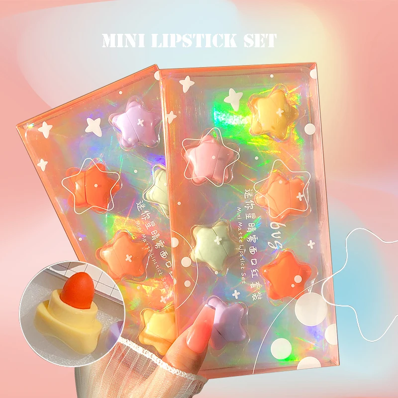 Velvet Matte Lipstick Waterproof Cosmetic Gift Pentagram Star Candy Vegan Mini Capsule Lipstick Set
Velvet Matte Lipstick Waterproof Cosmetic Gift Pentagram Star Candy Vegan Mini Capsule Lipstick Set