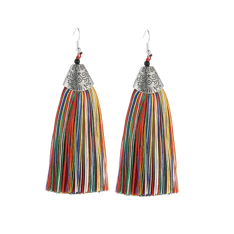 Women Handmade Jewelry Bohemian Vintage Retro Cotton Tassel Drop Earrings, Multicolor
Women Handmade Jewelry Bohemian Vintage Retro Cotton Tassel Drop Earrings, Multicolor
