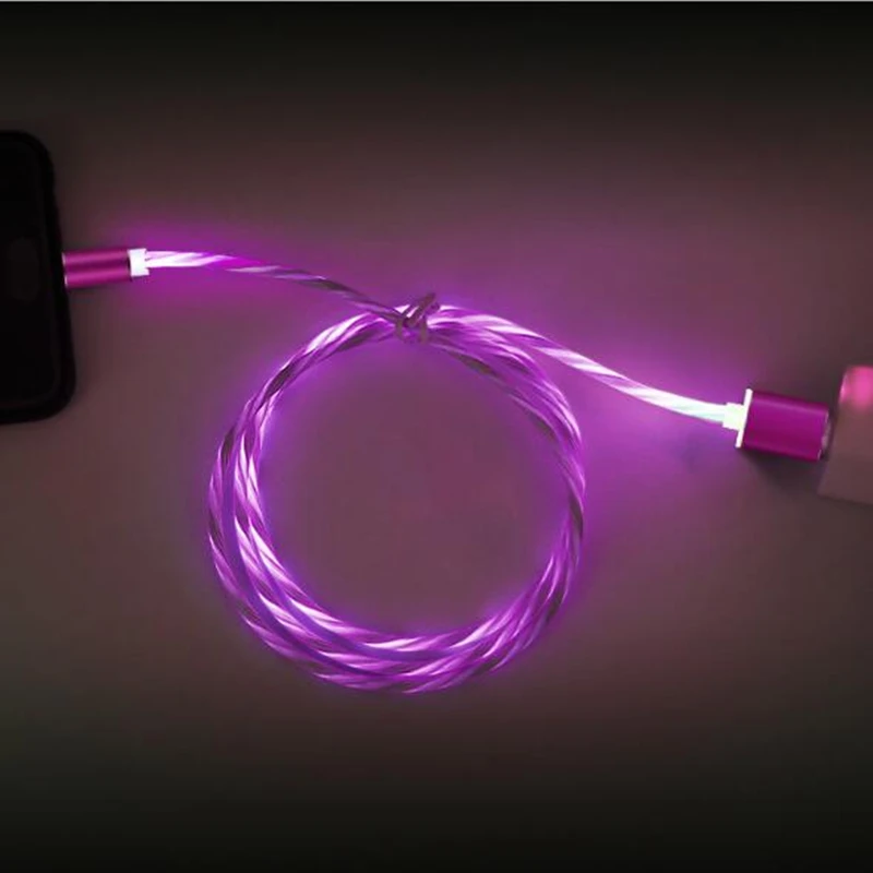 wholesale flowing LED light phone cable magnetic fast charging usb micro type c 8 pin cables - ANKUX.COM