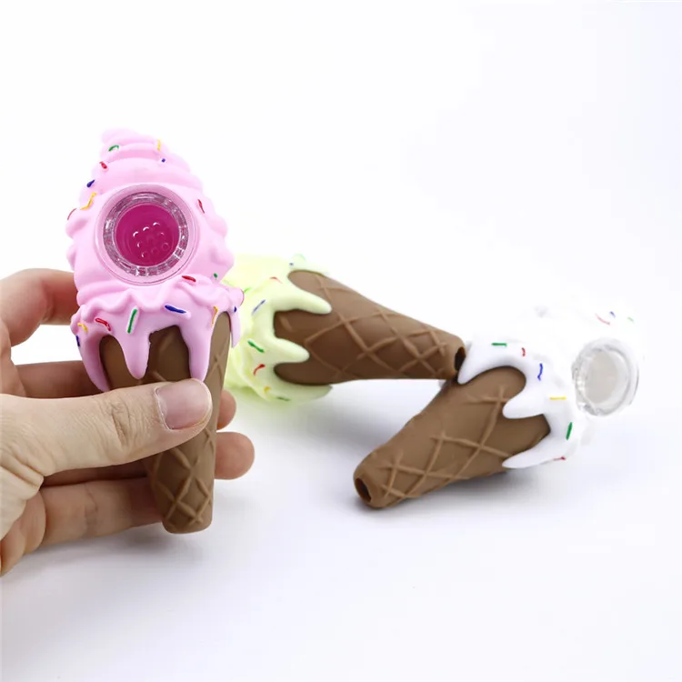 wholesale factory food grade silicone ice cream shaped novelty smoking pipes sacks weed tobacco pipe, Customized color
wholesale factory food grade silicone ice cream shaped novelty smoking pipes sacks weed tobacco pipe, Customized color