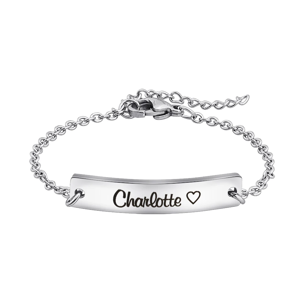Stainless Steel Customized Stainless Steel Engraved Rectangle Charms Name Bracelet For Babies
Stainless Steel Customized Stainless Steel Engraved Rectangle Charms Name Bracelet For Babies