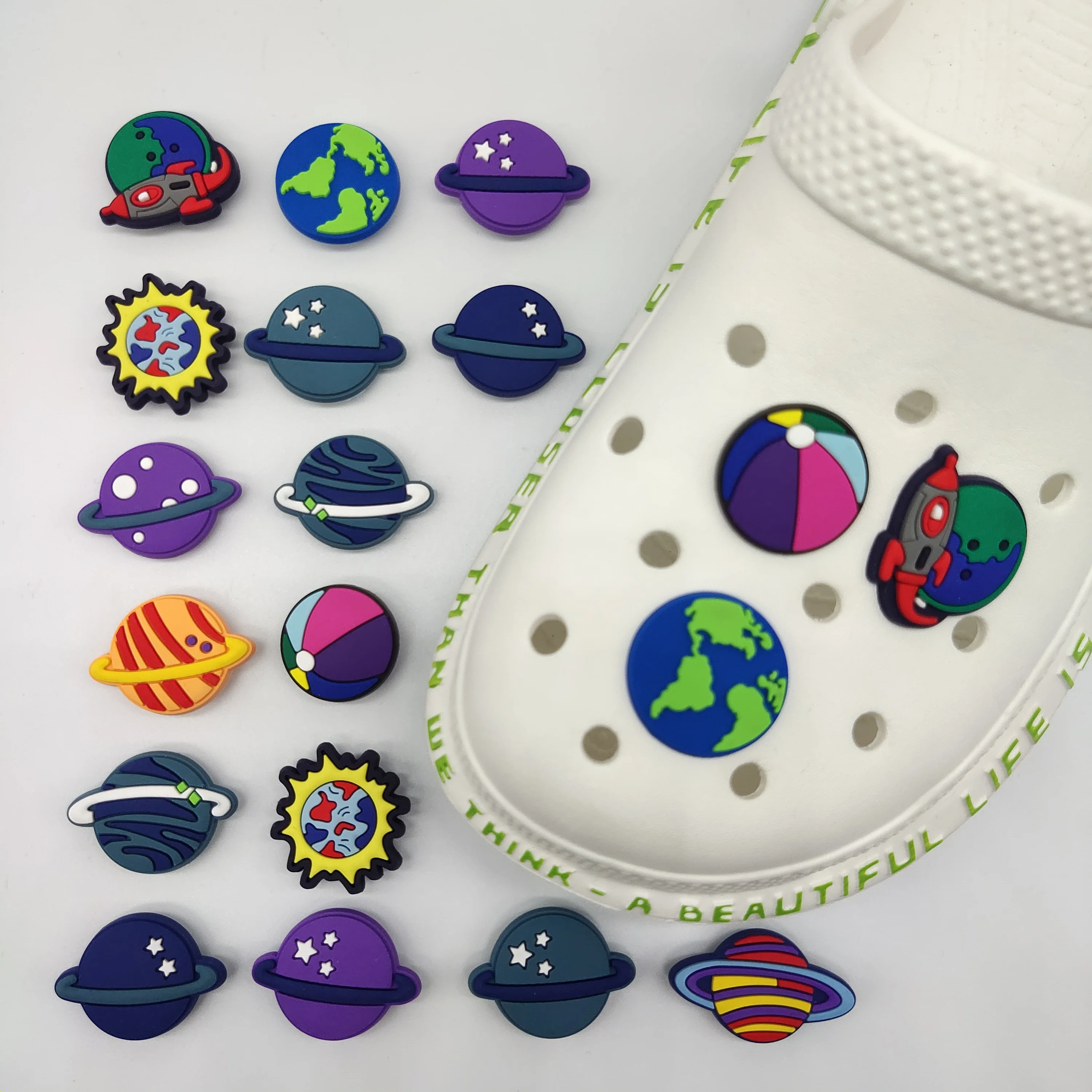 Planet wholesale custom new design DIY shoe lace croc charms clog pvc soft Shoe decoration As a gift for the child
Planet wholesale custom new design DIY shoe lace croc charms clog pvc soft Shoe decoration As a gift for the child