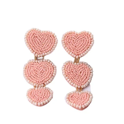 Fashion Multi Color Handmade Rice Beads Heart Shape Pendant Earring Three Heart Seed Bead Tassel Earring For Women
Fashion Multi Color Handmade Rice Beads Heart Shape Pendant Earring Three Heart Seed Bead Tassel Earring For Women