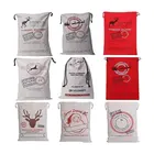 Reusable Kids Toy Party Decoration Christmas Gift Packing Drawstring Canvas Bags