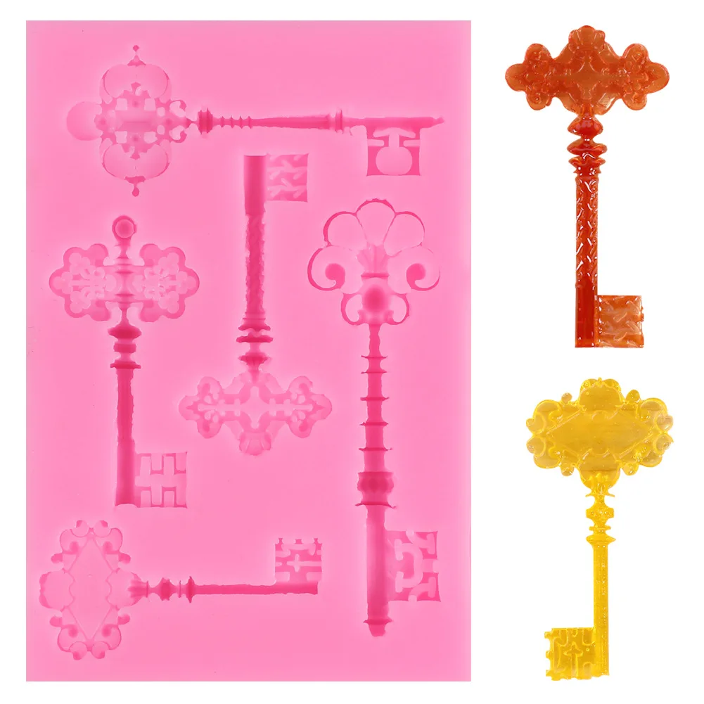 Retro embossed pattern key shape silicone mold cake chocolate mold keychain craft mold, Pink
Retro embossed pattern key shape silicone mold cake chocolate mold keychain craft mold, Pink