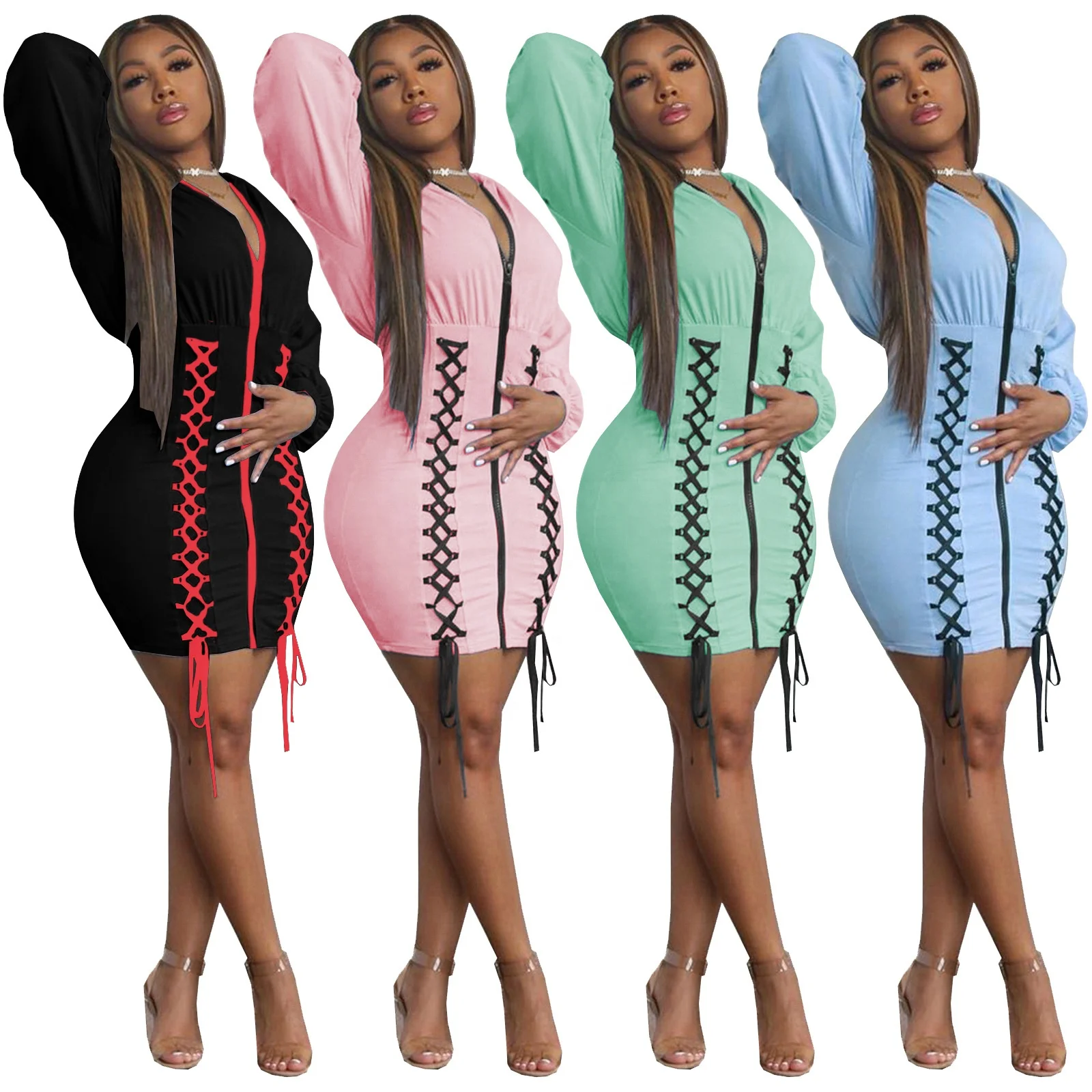 In Stock Wholesale Spring 2022 Fall Ladies Clothes New Bandage Casual Dress Women Long Sleeve Hoodie Dress, Blue/black/green/pink
In Stock Wholesale Spring 2022 Fall Ladies Clothes New Bandage Casual Dress Women Long Sleeve Hoodie Dress, Blue/black/green/pink
