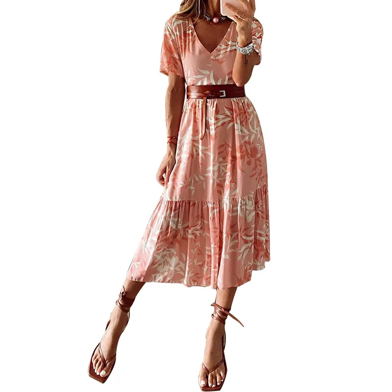 Summer New Women's Elegant V Neck Printed Short Sleeve High Waist Slim Casual A Line Dress
Summer New Women's Elegant V Neck Printed Short Sleeve High Waist Slim Casual A Line Dress