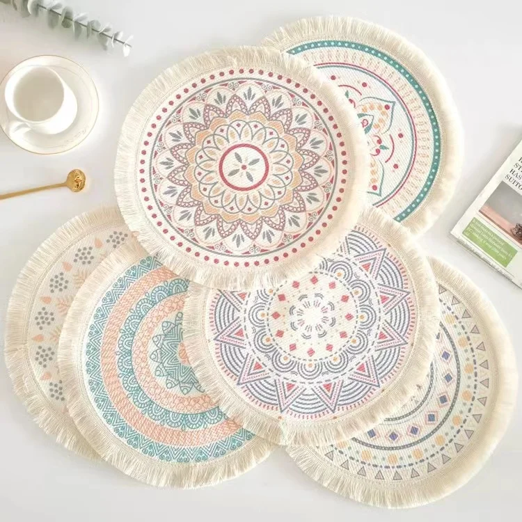 Kitchen Dining Place Mats Digital Printed Boho Pattern Waterproof Cotton Round Table Mats
Kitchen Dining Place Mats Digital Printed Boho Pattern Waterproof Cotton Round Table Mats